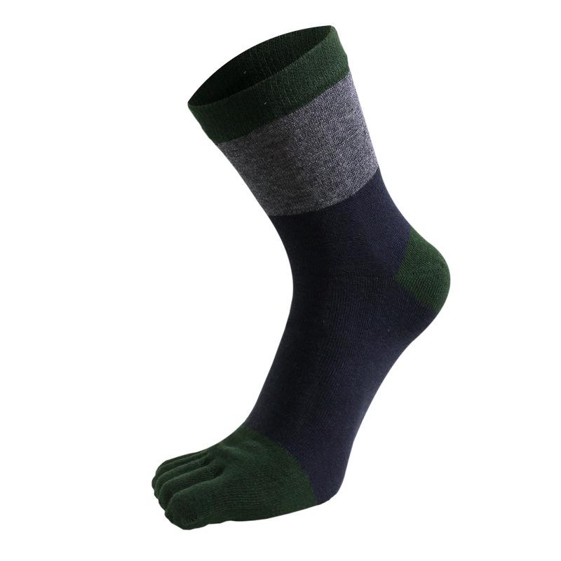 Men's Cotton Five-Toe Socks, Sweat-Absorbing, Mid-Calf, Suitable for All Seasons