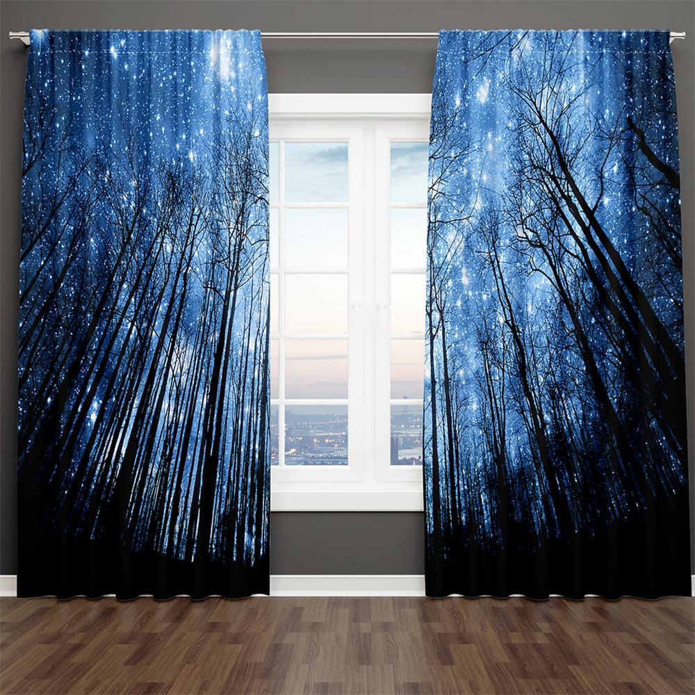 3D-принт, современный фиолетовый и синий Млечный Путь, звездная ночь, 2 шт., затемняющая оконная штора для гостиной, спальни, декор, карман для штанги