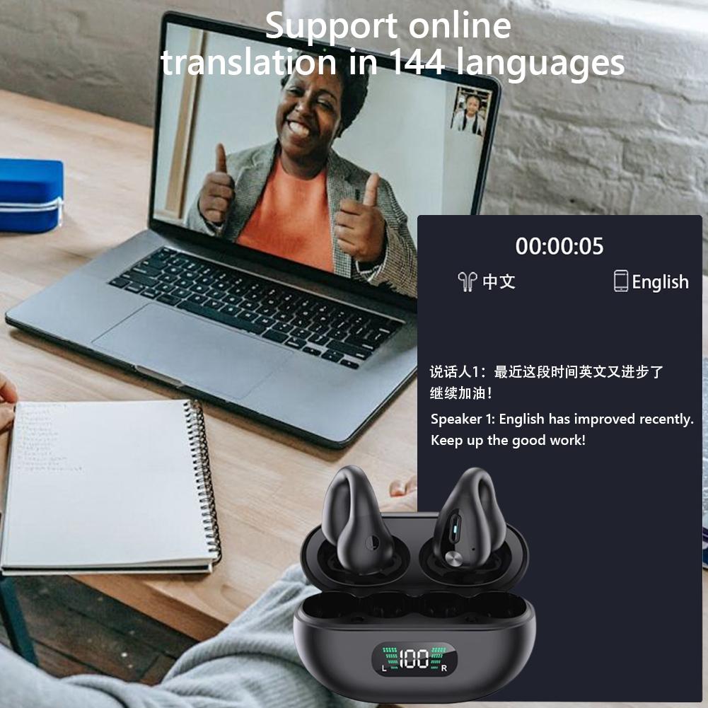 Переводчик Наушники 144 языка Интеллектуальные наушники-переводчики с искусственным интеллектом Беспроводные наушники Bluetooth 5.4 Мгновенный переводчик Умный голос для Android iOS