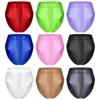 Womens Swimsuit Glossy Solid Color High Waist Briefs Underwear Swimsuit Bottom Beach Pool Party Sunbathing Swimwear