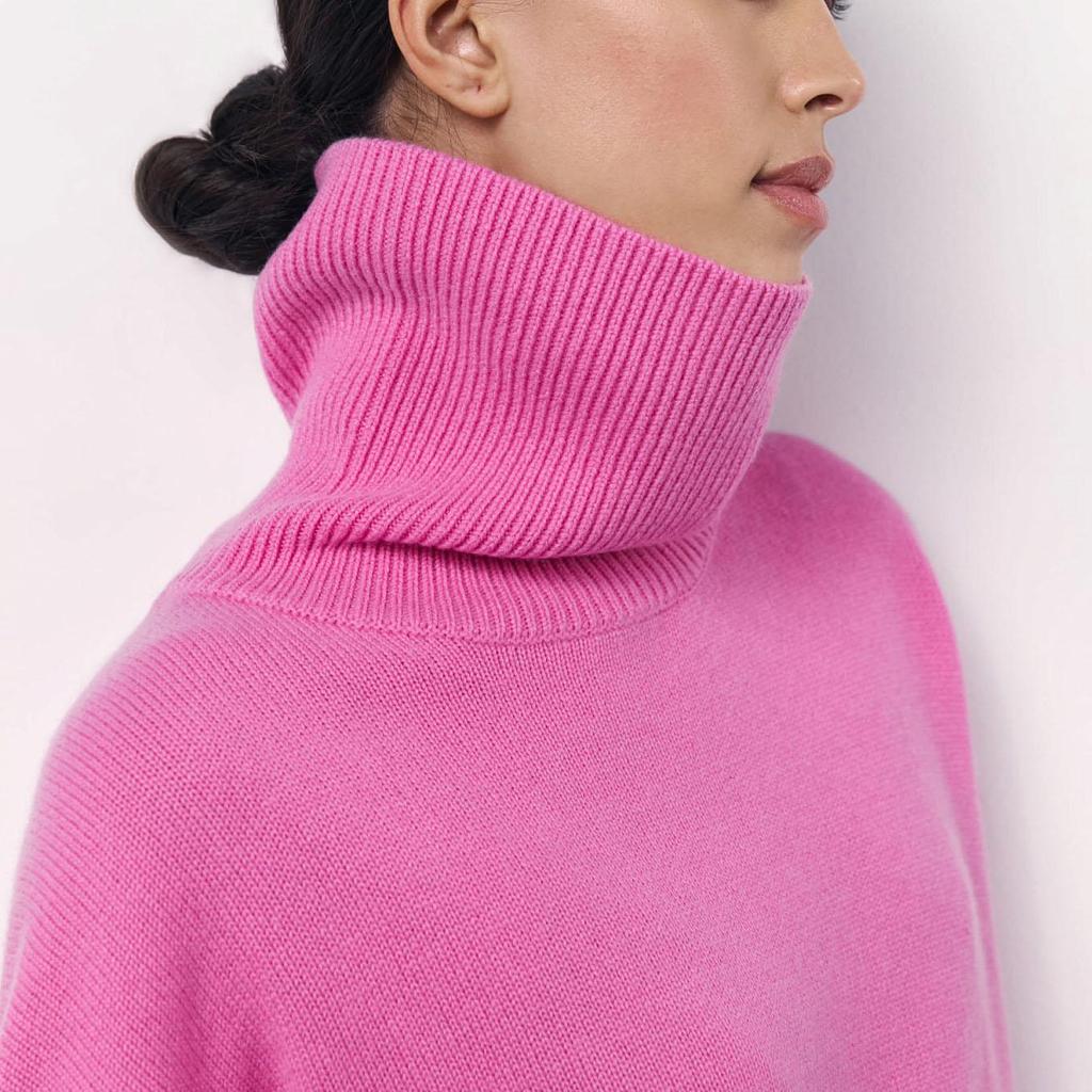 Women Autumn Winter Causal High Collar Sleeve Knit Sweater