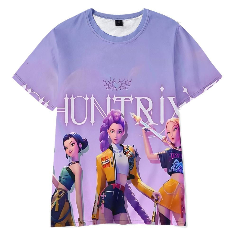 3D Футболка с коротким рукавом с принтом из нового фильма K-POP Девушки-охотницы на демонов Летняя для взрослых и детей