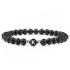 Black White Stone 26 Letters Bracelet Handmade DIY for Women Men Couple Jewelry Friendship Lucky Bead Elastic Bracelet Kids Gift