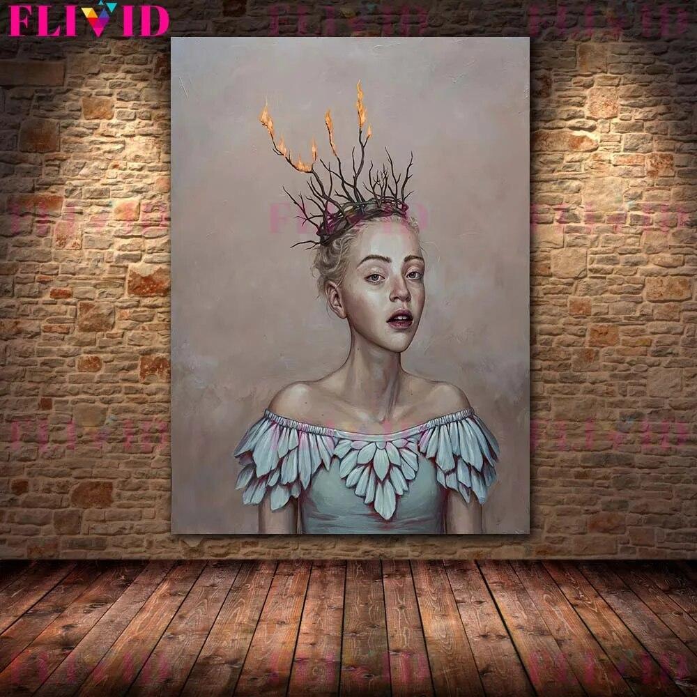 Фея-бабочка, дама-русалка, королева шахматной доски, настенная живопись на холсте, картина с шипами ведьмы, сюрреалистический художественный постер и принт, украшение для дома без рамки