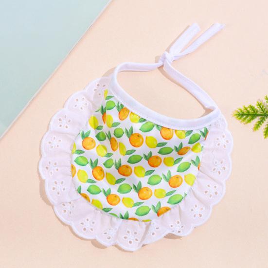 Нагрудник для домашних животных с мультяшным узором, приятный для кожи, кружевная отделка, удобный в носке, моющийся, декоративный полиэстер