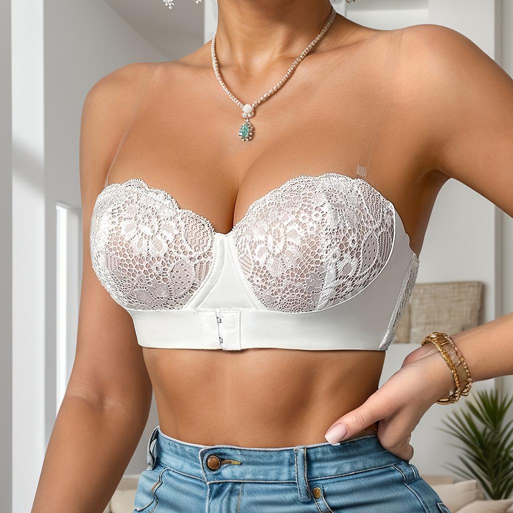 Вышитое кружево Невидимый бюстгальтер с боковыми крыльями для поддержки боковой груди и сбора Свадебные платья Специальный Топ-труба с красивой спиной против просвечивания