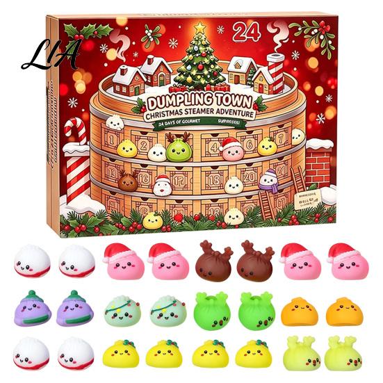Mini Soft Toys for Party Favors 2026 Christmas Dumplings Advent Calendar with 24 Bun Squeeze Educational Fidget Tools Concentration Toys, Festive