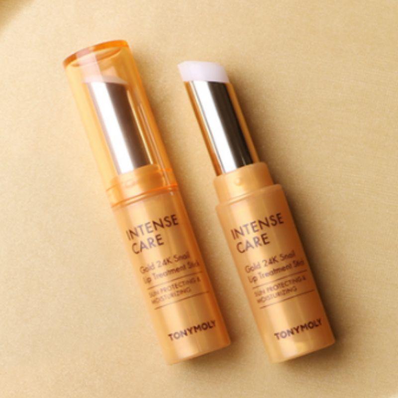 TONYMOLY Intense Care Gold 24K Snail Treatment Stick Lip Balm 3.5g – Nourishing Repair Lip Balm for Dry & Chapped Lips | K-Beauty Moisture Care