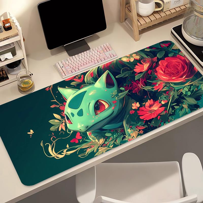 Anime Mouse Pad Pokemon Bulbasaur Large Big Computer Gamer Kawaii Gaming Accessories Mousepad Keyboard Desk Mat Carpet Table Pad