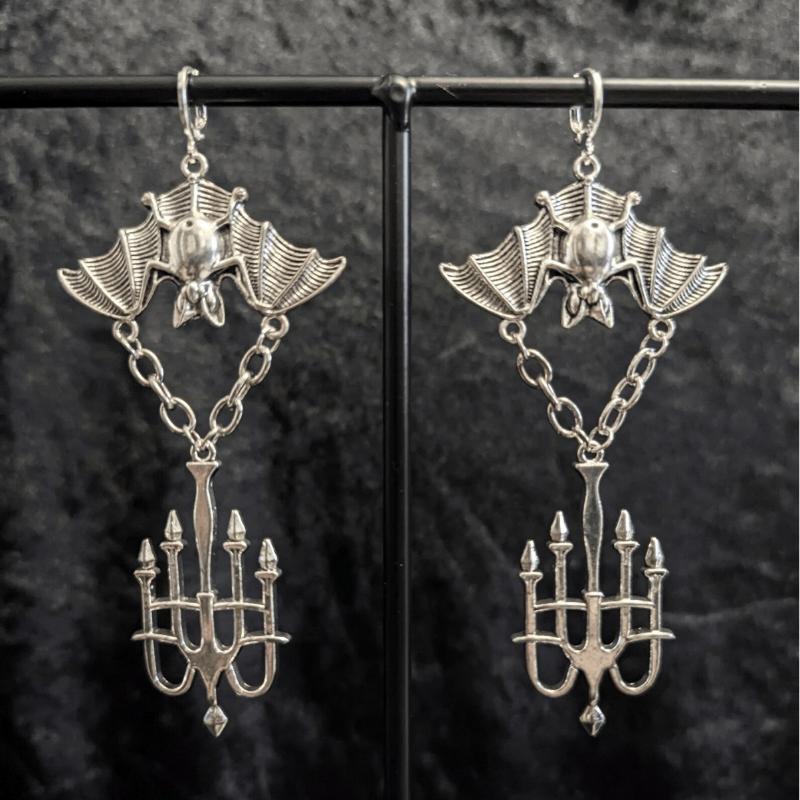 Vintage Gothic Court Tassel Dangle Earrings Silver Color Goth Punk Aesthetic Fashion Jewelry Accessory