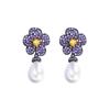 Игла Французский Легкая Роскошь Фея Фиолетовый Цветок Жемчуг Полный Бриллиант Серьги Ретро Темперамент Циркон Серьги Серьги