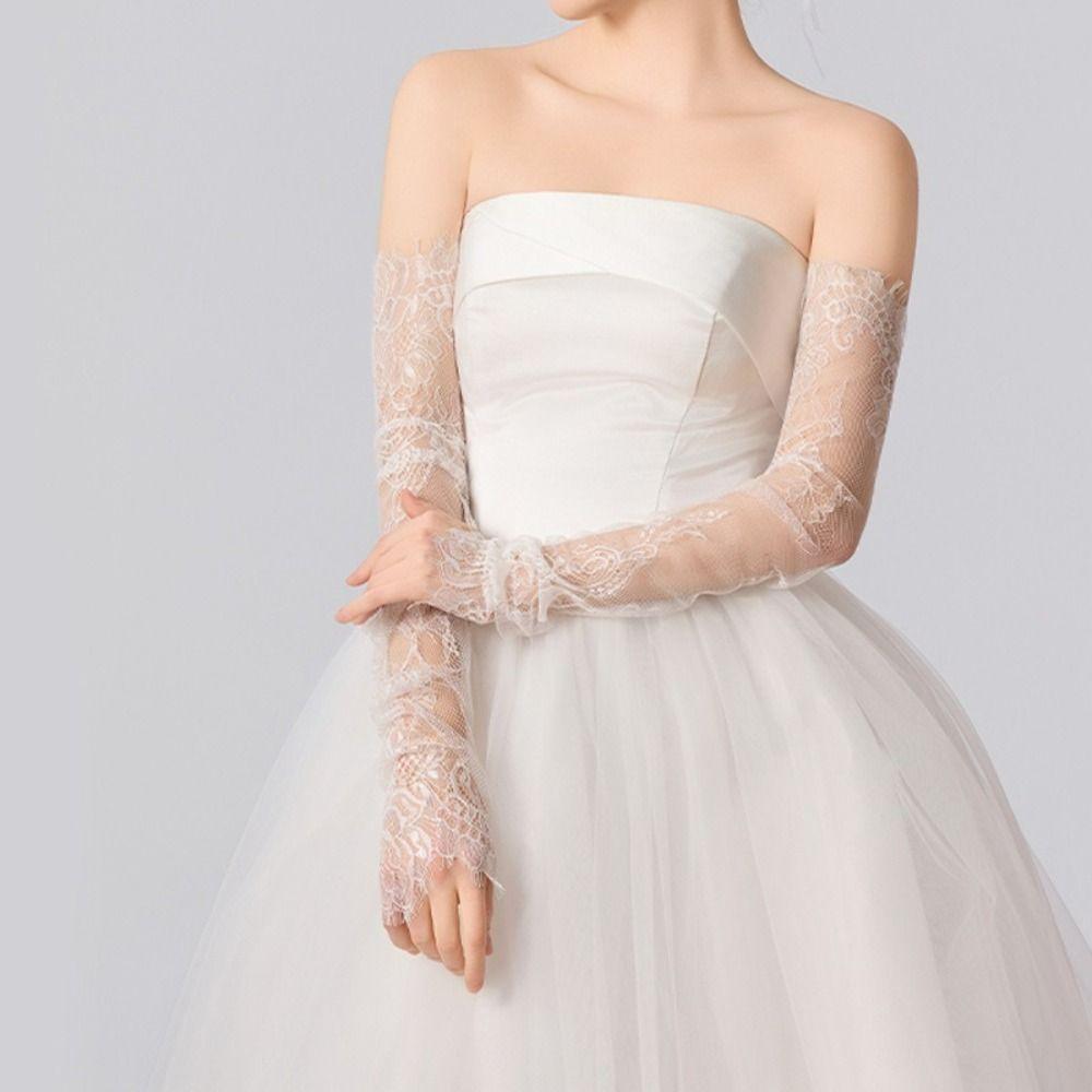 White Black Bridal Gloves Long Lace Gloves New Fingerless Gloves Banquet