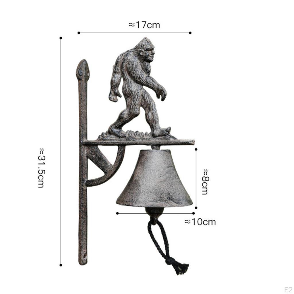 Doorbell Ornament Hanging Bell with Rope Wall Decoration Manually Shaking Garden Entry Decor