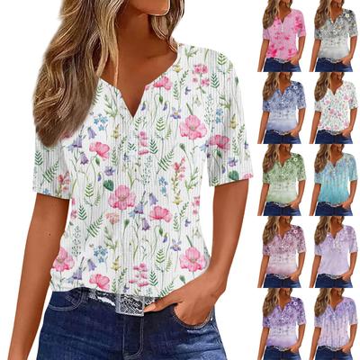 Футболки для женщин, плиссированные, с квадратным вырезом, нарядные, повседневные, блузки с принтом, с коротким рукавом, летние топы свободного кроя