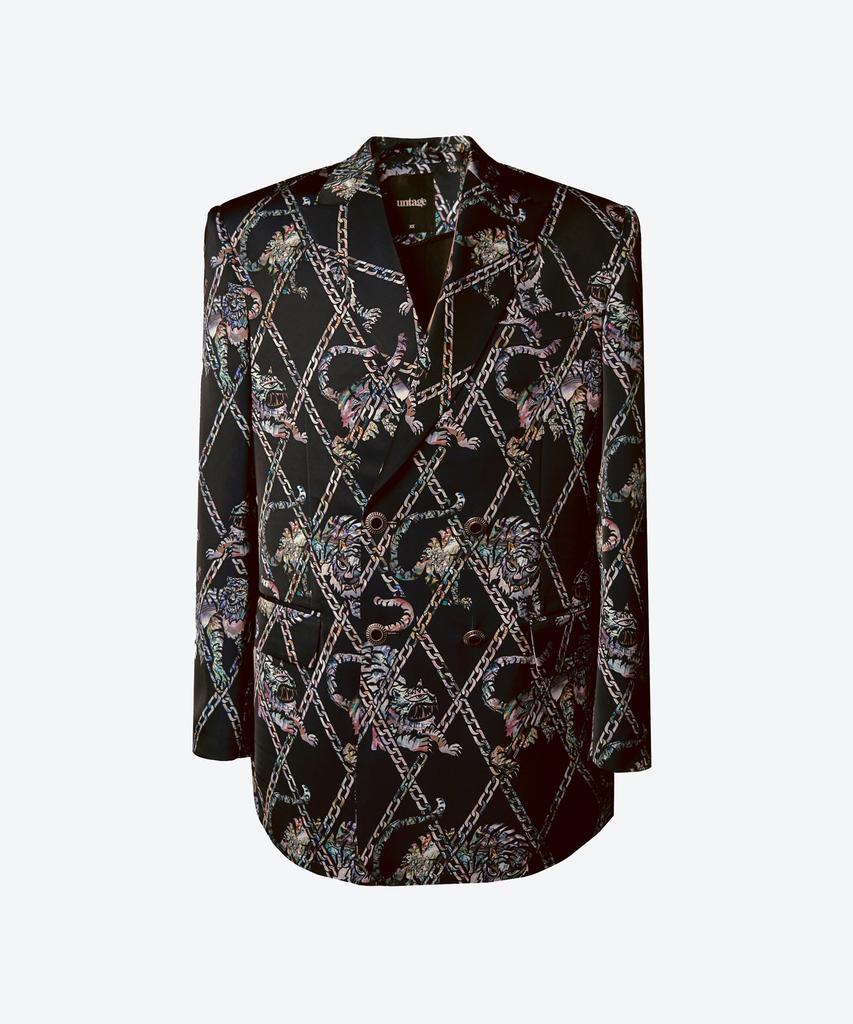 Untage Tiger Mother-Of-Pearl Print Silk Blazer (Unisex)_Uth-Fb21