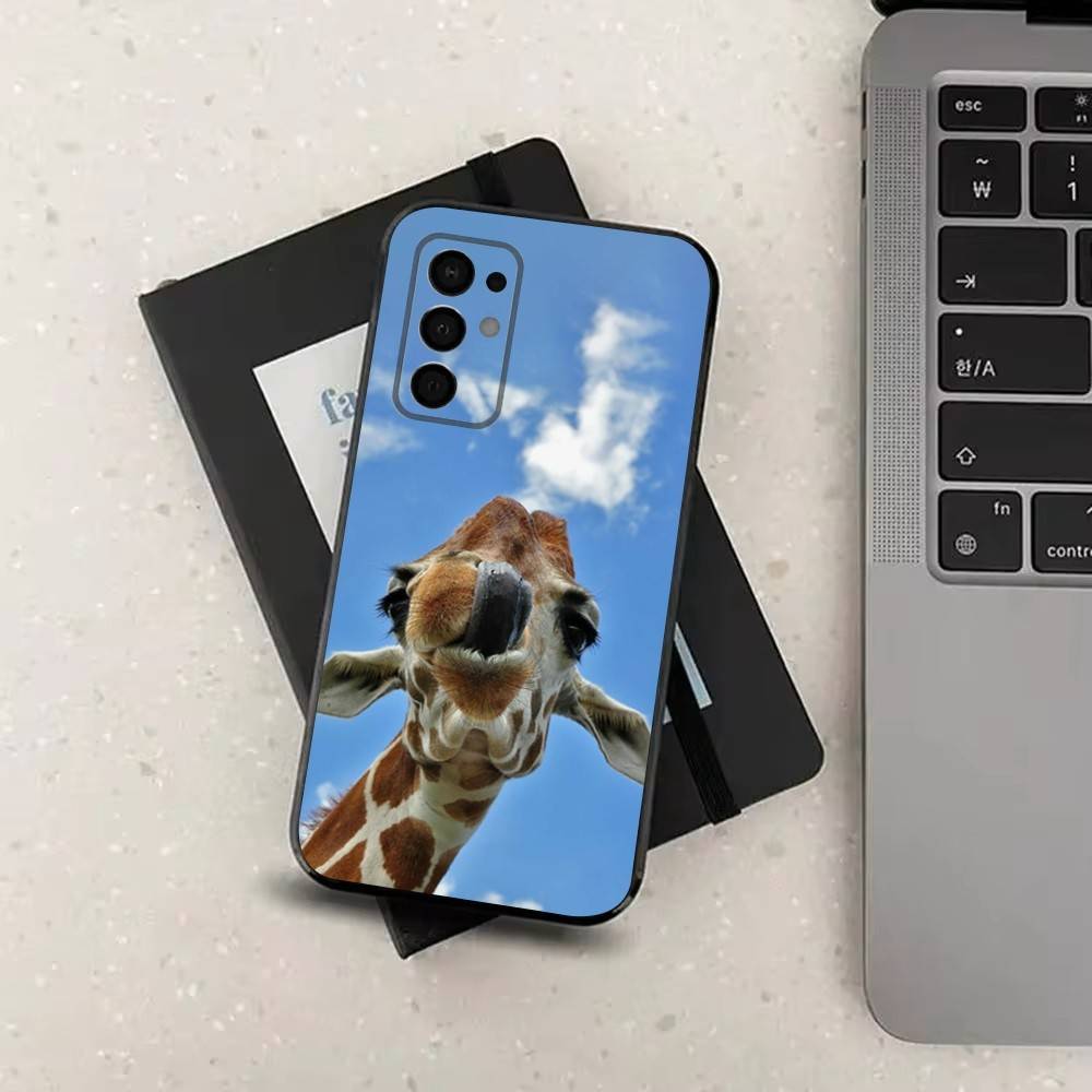 Animal Giraffe Cute Funny Case For Samsung Galaxy A91,A80,A73,A72 ,A71,A53A52,A32 ,A31A22,A21s,A20,Black Cover