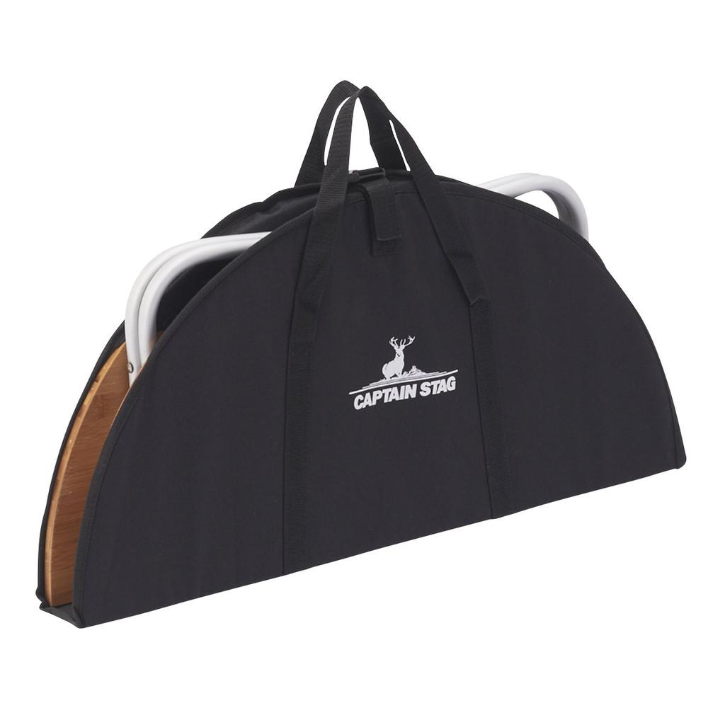 Captain Stag Camping BBQ Desk Alvaro Bamboo Round Low Table 65UC-503