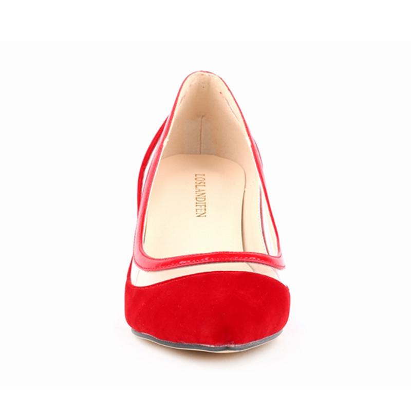 Summer Women Plus Size OL Low High Heels Sexy Matte Leather Pointed Toe Office Pumps Wedding Shoes Fashion Shoe