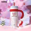 Bablov 800/1250ML Straw Thermos Cup Ceramic Inner Vacuum Flasks Large Capacity Water Cup Keep Cold & Hot Camping Beverage Cup
