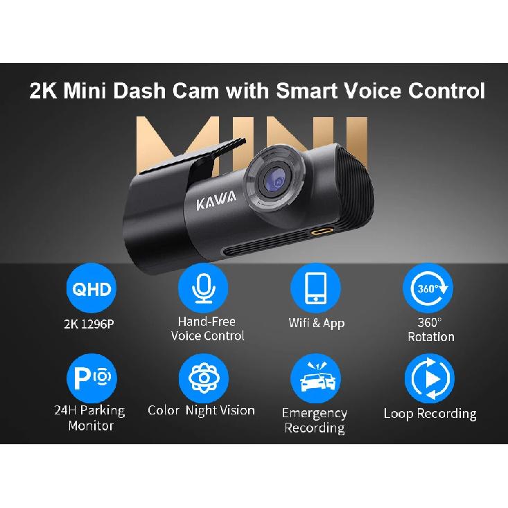 2K Dash Camera For Car DVR Dash Cam KAWA D5 Video Recorder Emergency Voice Control Night Vision WiFi APP Monitor WDR Dashcam
