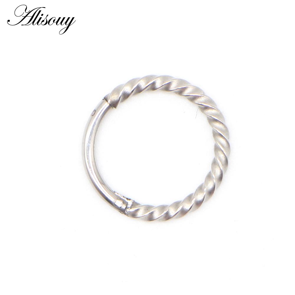 Alisouy 1PC 8-10mm 16g Stainless Steel Hinged Segment Clicker Ring Nose Septum Piercing Helix Cartilage Daith Twist Body Jewelry