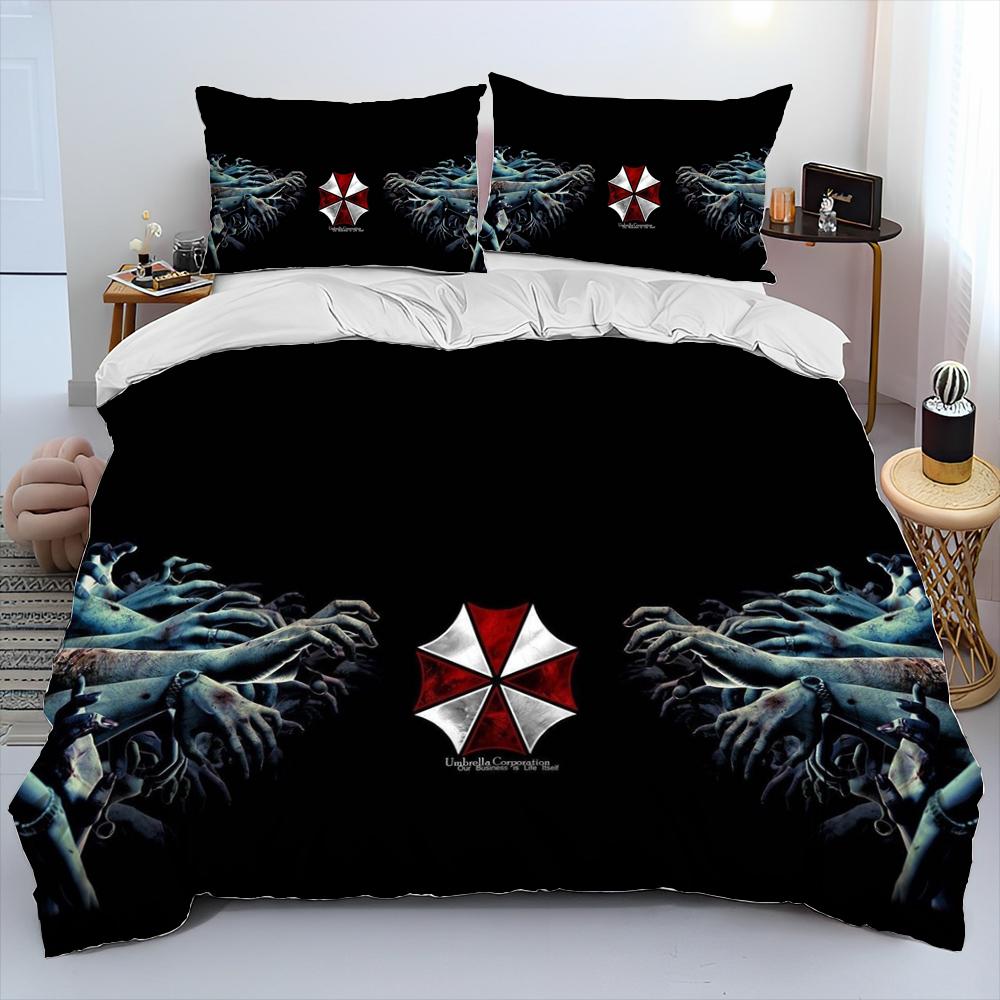 3D R-Resident Evil Games Gamer Comforter Bedding Set,Duvet Cover Bed Set Quilt Cover Pillowcase,king Queen Size Bedding Set Kid