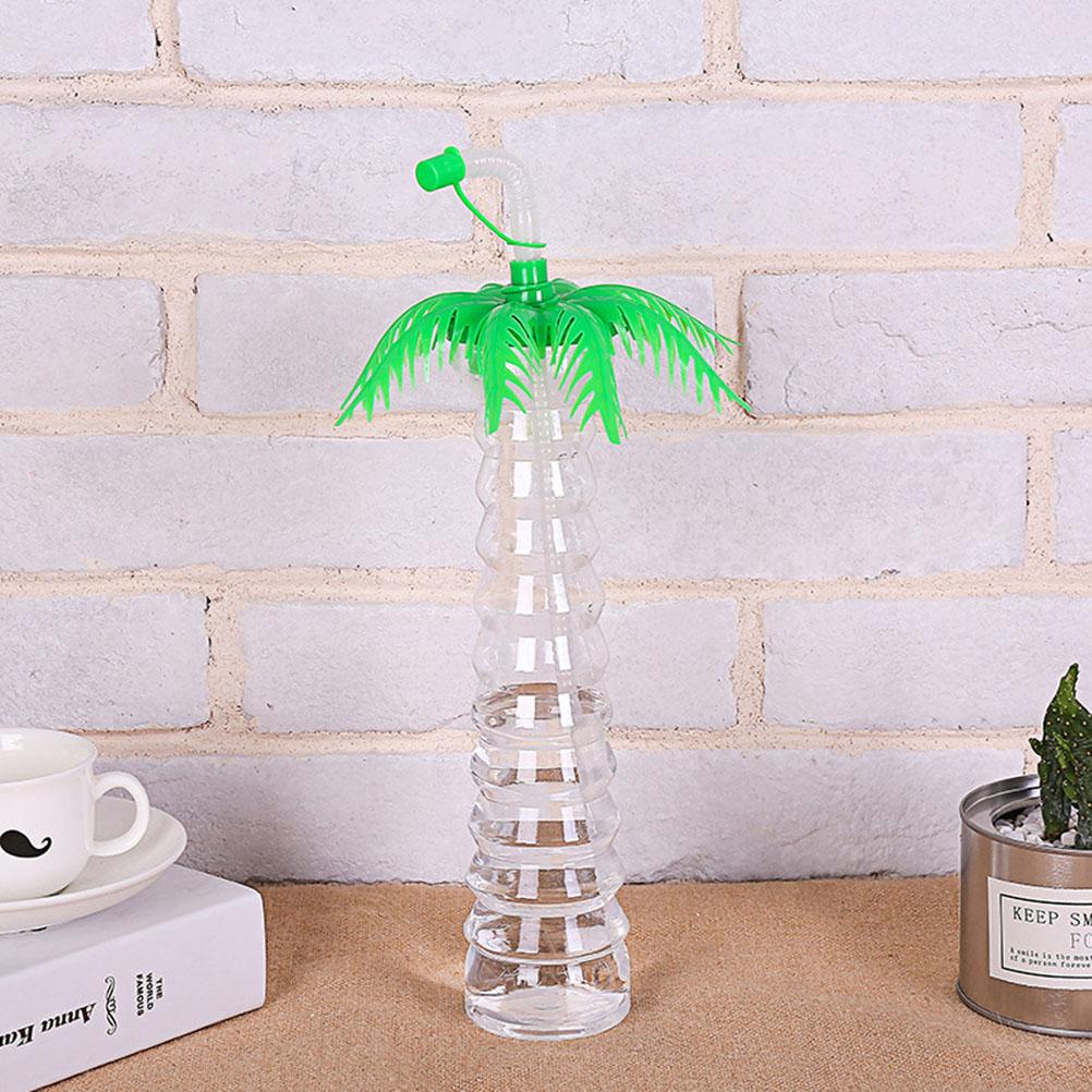 5 Pcs Coconut Drink Cup Birthday Party Cups Water Straw Tree Tropical Bottle Palm Table
