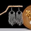 BLINGBAY Women's Earrings, Ethnic Style Drop-shaped Long Metal Tassel Earrings, Simple And High-end Accessories, Retro Colorful Feather Jewelry