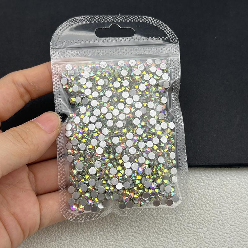 1440Pcs/bag AB/Clear Round Mini Nail Diamond SS3-SS20(1.3-4mm) FlatBack Non-Hotfix Nail Crystal Crystal Clear AB Manicure Glass