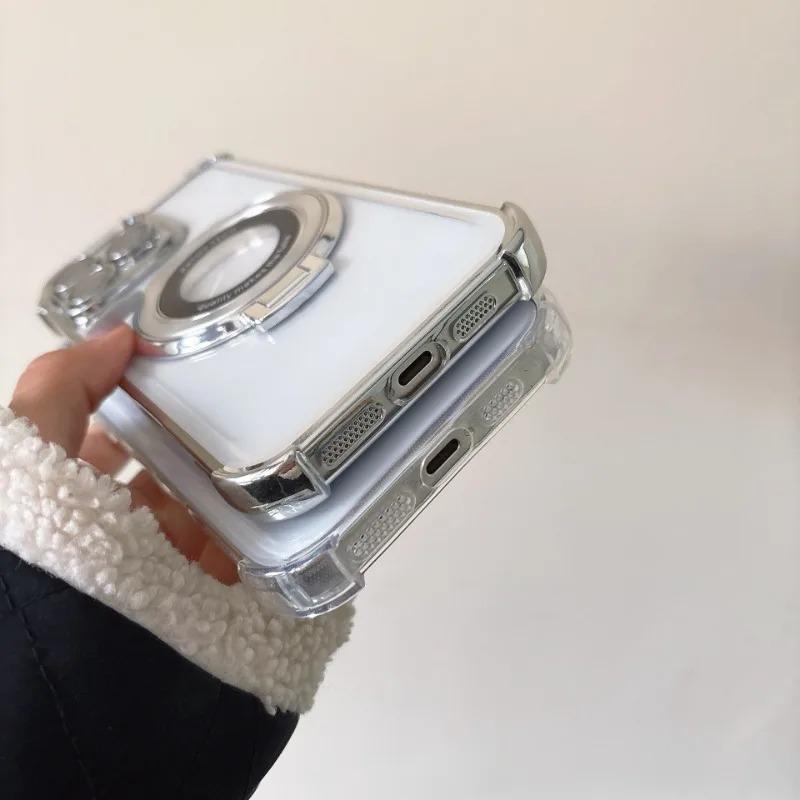 Модный чехол с покрытием и подставкой для iPhone 17 16 15 14 11 Pro Max С держателем-подставкой Ударопрочный защитный чехол для Magsafe