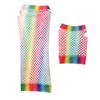 Wedding Party Costume Performance Rainbow Hollow Out Holes Gloves Disco Dance Fingerless Mesh Net