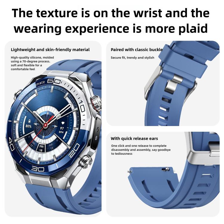 Silver‑Pin‑Buckle Single‑Color Soft‑Silicone Watch‑Band Strap, Adjustable Wrist‑Bracelet Accessory For Huawei Watch Ultimate 2