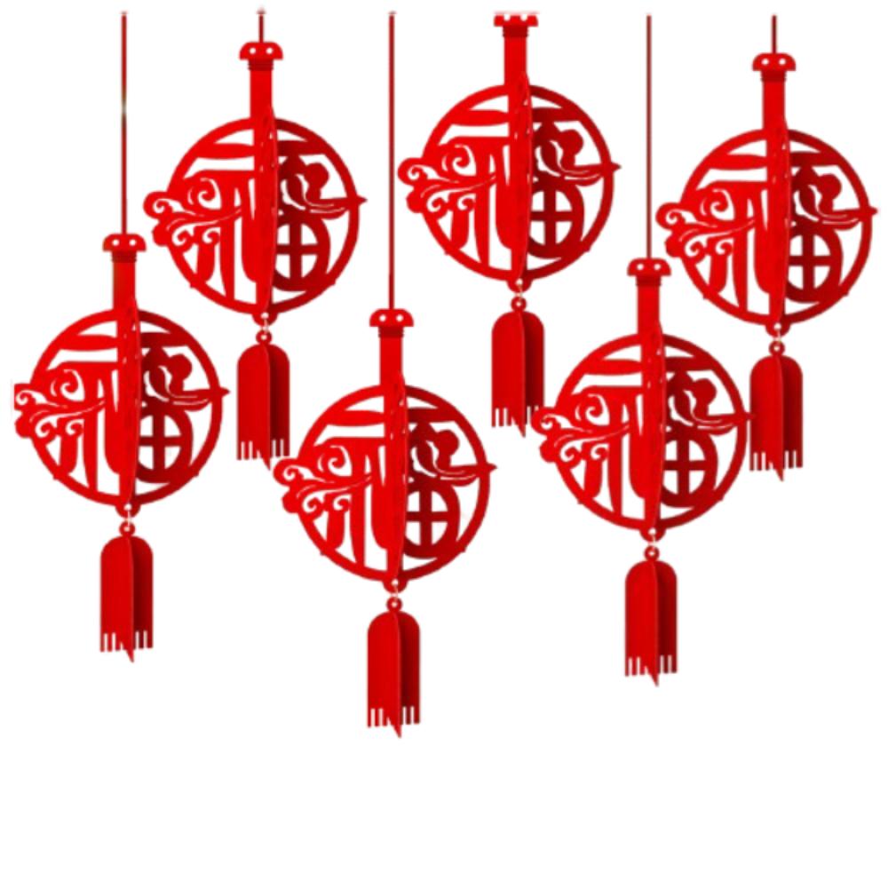 6pcs 3D Chinese Snake Year Pendants Traditional Spring Festival Supplies Home Living Room Decor