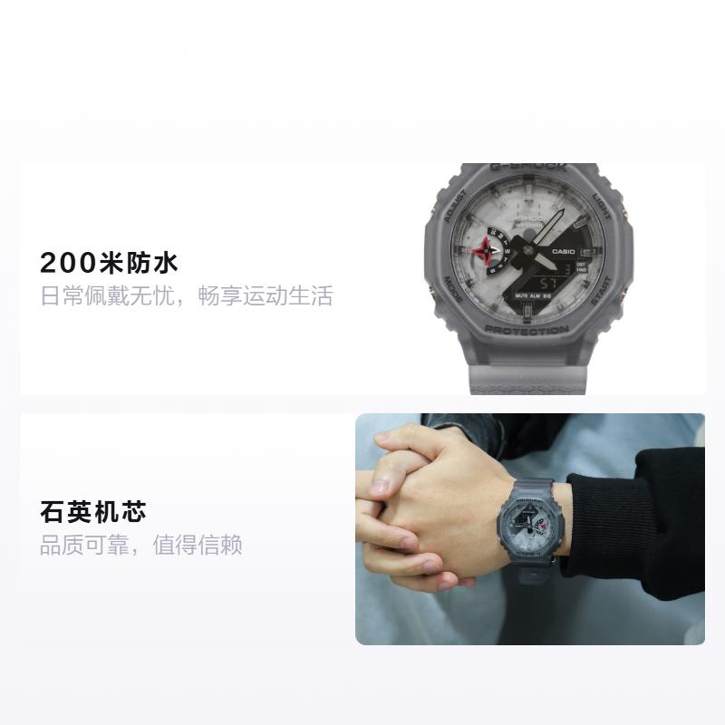 Casio G-SHOCK Серия Dark Octagonal Shadow Ударопрочные, Водонепроницаемые, Спортивные Прозрачный Лед Прочные, Кварцевые, Ремешок из Смолы, , Тот же стиль для GA-2100NNJ-8APR