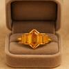 Hexagon and Baguette Citrine Ring – Art Deco Yellow Gemstone Ring - Gold Plated 925 Sterling Silver Jewelry Gift