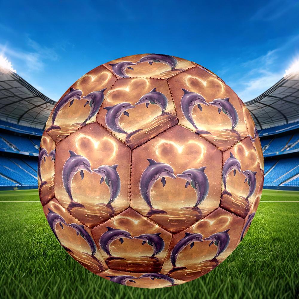 1pc Heart Dolphins Theme Soccer Ball Football, Size 5, Lightweight PVC, Outdoor Training Soccer Ball,Gift c6515