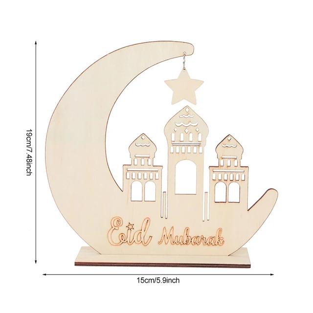 New Wooden EID Mubarak Decoration Ramadan Mubarak Ornaments Islamic Muslim Pendant Eid Al Adha Party Supplies Ramadan Kareem Gif