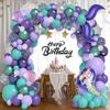 Mermaid-themed Balloon Set for Children and Girls, Birthday Party, Ocean, Cute Tail, Shell Decoration Scene