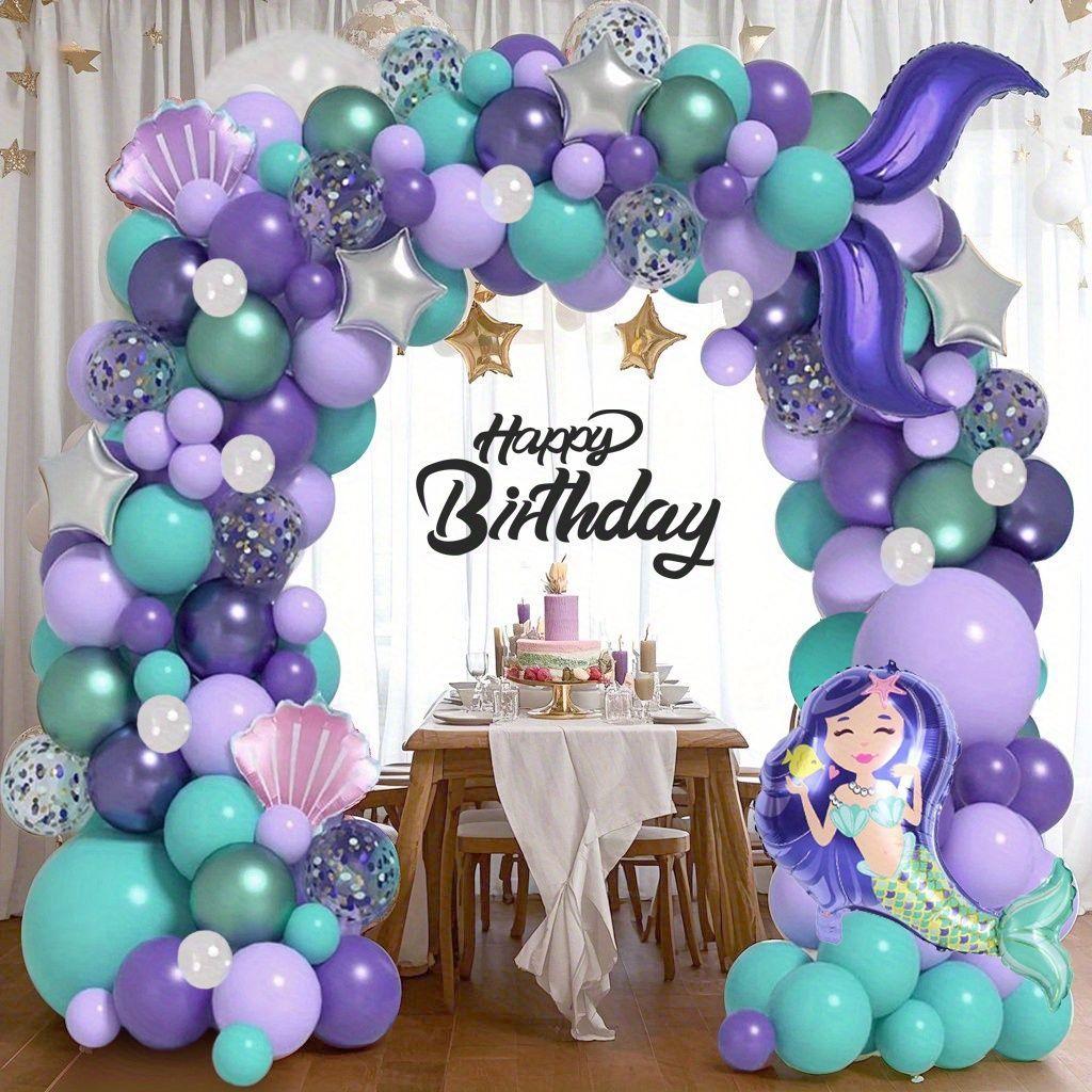 Mermaid-themed Balloon Set for Children and Girls, Birthday Party, Ocean, Cute Tail, Shell Decoration Scene