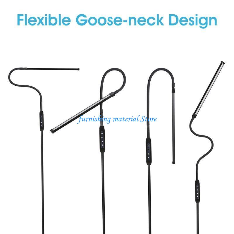 Y5GD Remote Control Dimmable Standing Light US Plug LED Floor Lamp 12W Flexible Gooseneck for Touch Dimming for Study Living