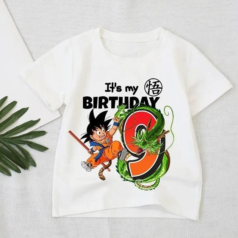 Футболка Dragon Ball для мальчиков Номер Одежда Мода Гоку Аниме Фигурка Принт Одежда Топы Детские Летние Дышащие Топы Подарок на День Рождения