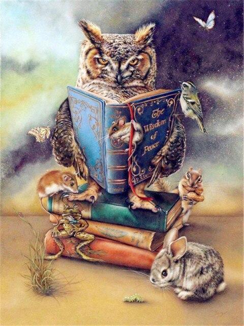 Алмазная картина Сова, полная дрель, украшение для дома, Алмазная вышивка, мозаика с животными, картина со стразами, настенное искусство