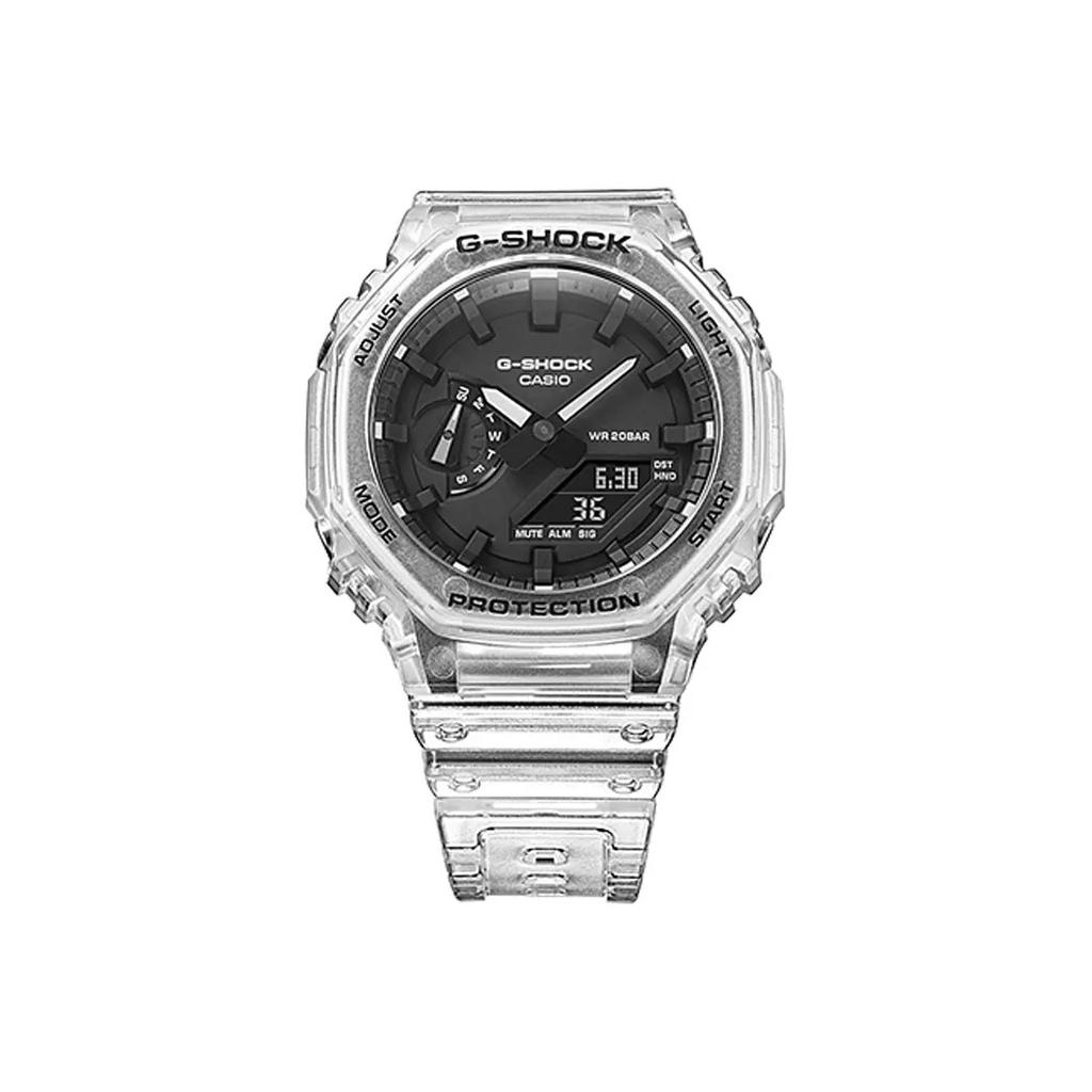 Casio Часы с кварцевым механизмом, ремешком из смолы, унисекс, черный циферблат, GA-2100SK-7A(Watch3--)