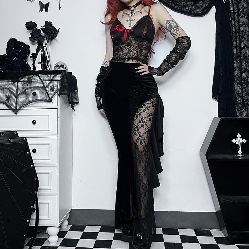 Женские брюки, широкие готические спортивные штаны, черные эластичные брюки в Корейском стиле в стиле панк с высокой талией, брюки для бега, брюки для йоги в стиле Харадзюку