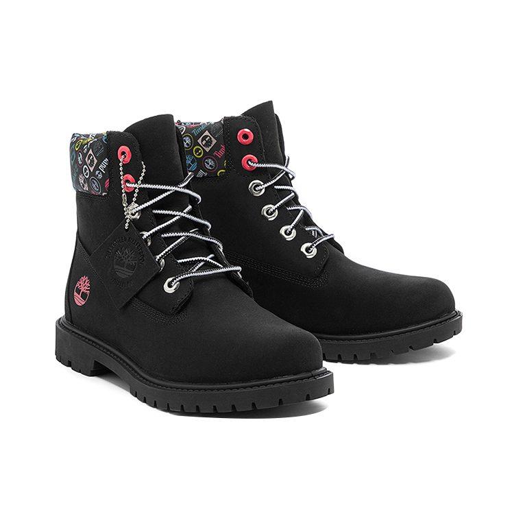 Timberland Водонепроницаемые ботинки Heritage 6 дюймов 'Черный нубук с цветными логотипами' Женские A5M24001