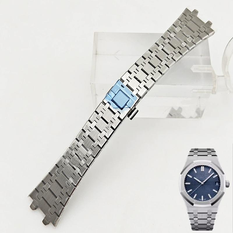 Ремешки для часов из нержавеющей стали 904L для AP 15400 Audemars Piguet Royal Oak GA2100 2110 Браслет Мужской Серебристый водонепроницаемый 26 мм