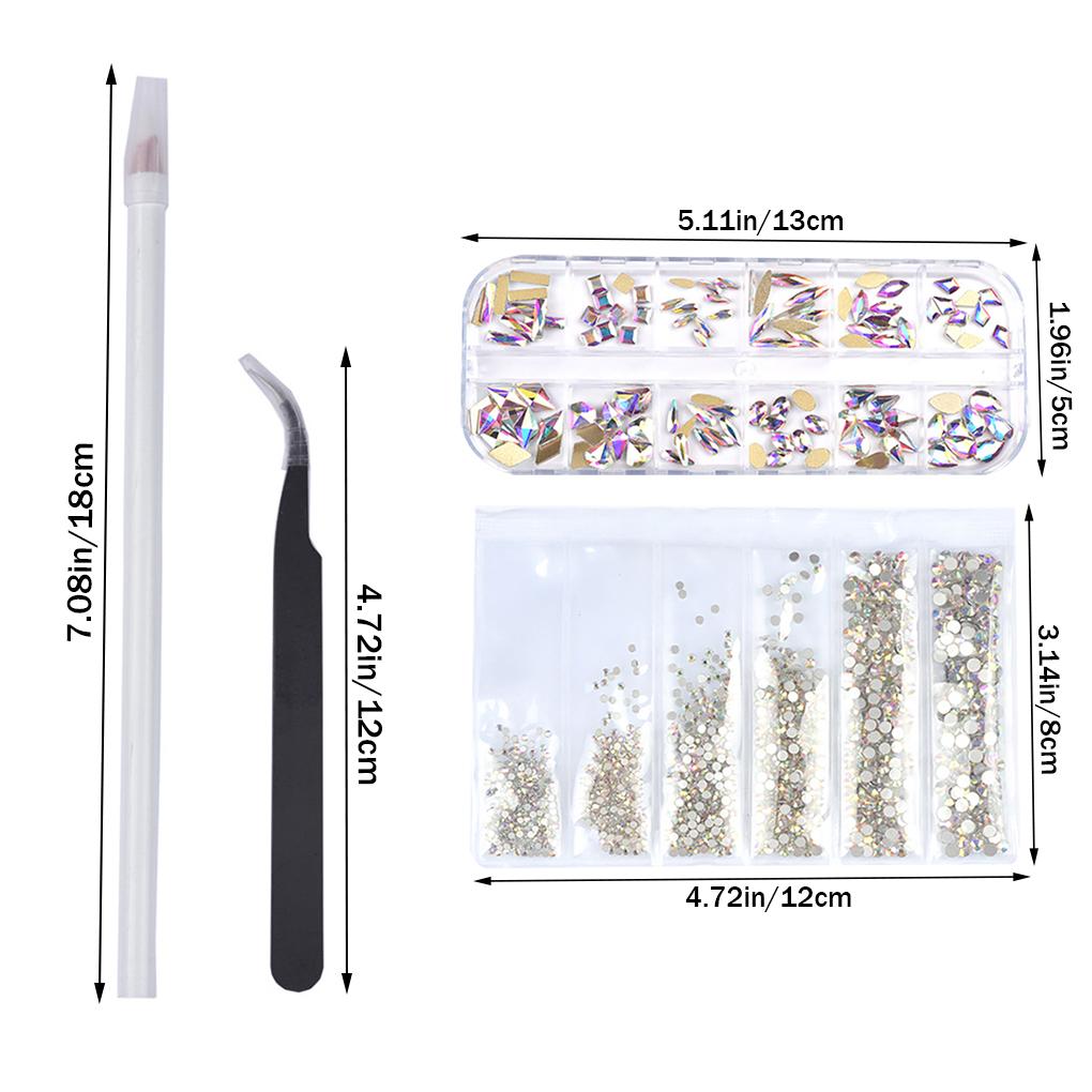 Неправильные круглые сверла коробка набор смешивание цветных стразов пинцет ручка для сбора DIY маникюрные художественные инструменты