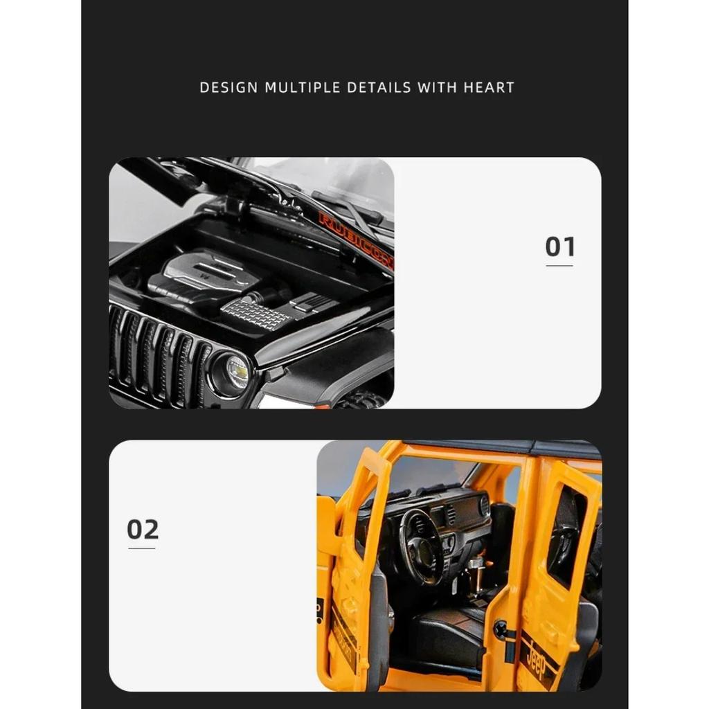 1/22 Джипы Wrangler Rubicon Модель из сплава Игрушка Литые из металла Оттягивающиеся Звук и свет Игрушечные машинки для детей Транспортное средство