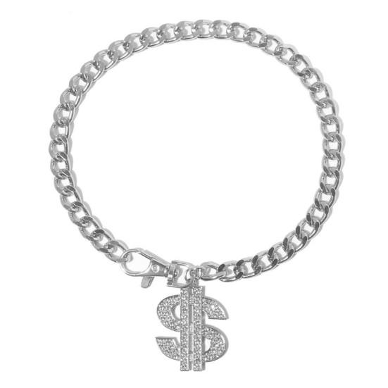 Ожерелье для домашних животных, подвеска в виде доллара, декоративный антивыцветающий модный ошейник-цепочка на шею для собак