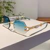 Men'S Fashion Classic Rimless Cut Edge Sunglasses Women'S Premium Sense Retro Outdoor Uv400 Driving Beach Party Sunglasses